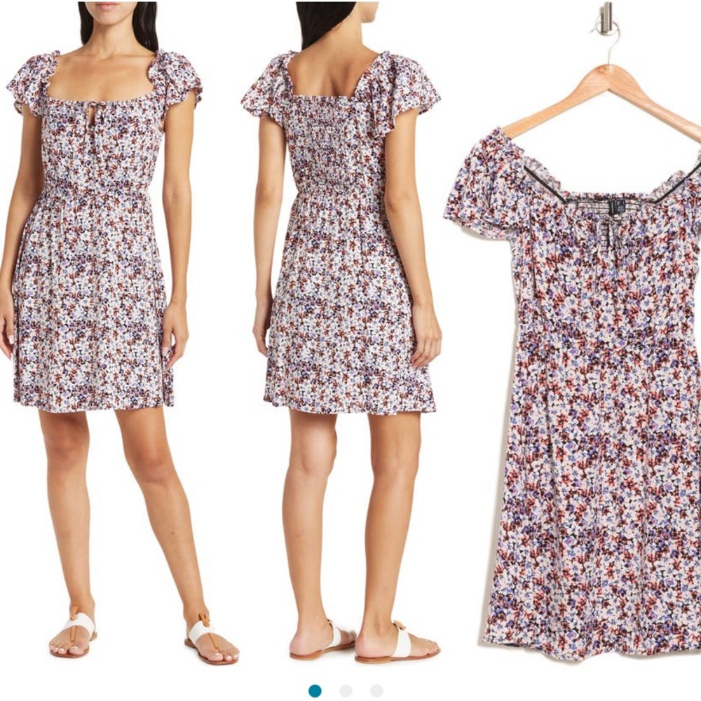 Vero Moda floral short sleeve smocked dress